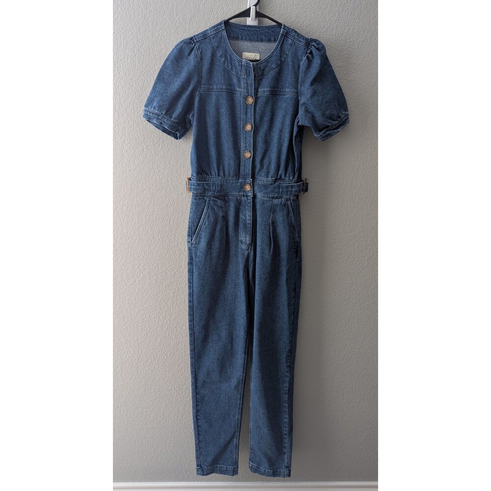 Sezane Lucia Jumpsuit Women's Size 34 (US 2) Denim Blue Adjustable One Piece